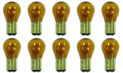 CEC Industries #2357NA (Amber) Bulbs, 12.8/14 V, 28.16/8.26 W, BAY15d Base, S-8 shape (Box of 10)