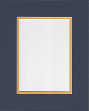 Load image into Gallery viewer, 24x36 Navy Blue and Sun Yellow Double Picture Mats with White Core, for 20x30 Pictures
