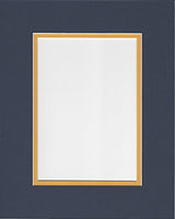 Pack of 5 11x14 Navy Blue and Sun Yellow Double Picture Mats Cut for 8x10 Pictures