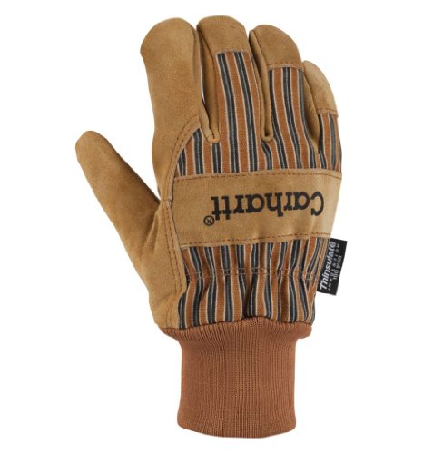 Carhartt Men's Suede Work Glove With Knit Cuff, Brown, Large
