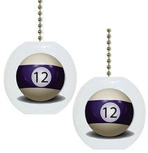 Load image into Gallery viewer, Set of 2 Billiards 12 Pool Ball Solid Ceramic Fan Pulls
