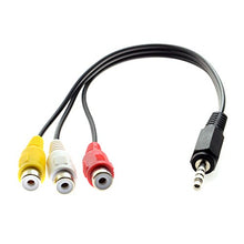 Load image into Gallery viewer, Cablecc 3.5mm 1/8&quot; Male Stereo Car AUX to 3 RCA AV Female Cord Audio Video Composite Cable 20cm
