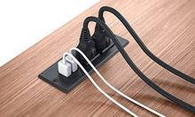 Load image into Gallery viewer, Kungfuking Desktop Power Grommet Conference Recessed Power Strip in Desk Outlet Power Socket 2-Socket &amp;2-USB Ports 9.85 FT Extension Power Cord (Black)
