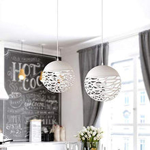 Load image into Gallery viewer, Loft Pendant Lights Hanging Lamp Retro Industrial Metal Hollow Ball Lampshade Creative Fashion Iron Carved Chandelier Aisle Bar Shop Office Living Room Restaurant Lighting (White)
