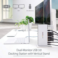 Load image into Gallery viewer, StarTech.com Dual Monitor USB 3.0 Docking Station w/ DVI to VGA &amp; HDMI Adapters, 5x USB 3.0 &amp; Audio - Vertical DVI Dock for Mac &amp; Windows (USB3SDOCKDD),Black &amp; silver
