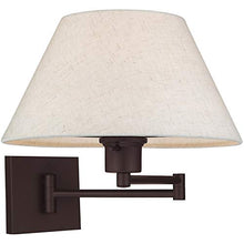 Load image into Gallery viewer, Livex Lighting 40038-07 25&quot; One Light Swing Arm Wall Mount, Bronze Finish with Oatmeal Fabric Shade
