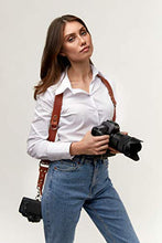 Load image into Gallery viewer, Camera Strap Accessories for Two-Cameras  Dual Shoulder Leather Harness  Multi Camera Gear for DSLR/SLRLight Brown
