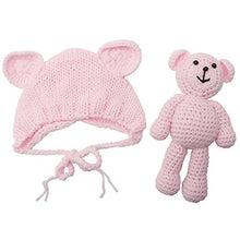 Load image into Gallery viewer, ECYC Newborn Baby Bear Hat Beanie with Bear Dolls Photography Accessories,Light Pink
