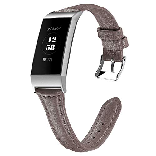 BrilliStar Leather Bands Compatible for Fitbit Charge 3, Leather Replacement Watch Band Wristband Strap for Fitbit Charge 3 and Charge 3 Special Edition