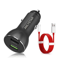 ANLYSTAR Dash Car Charger for Oneplus6T/6/5T/5/3T/3,QC3.0 Charger for Galaxy S10/S9/S8/S7/S6/Plus, Poweriq for iPhone 11/XS/Max/XR/X/8/7, Ipad Pro, and More, with Dash Type C Cable 3.3FT