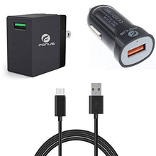 Load image into Gallery viewer, 3-in-1 Adaptive Fast Home Car Charger 6ft Long USB Cable Type-C [USB-C] Wire [Black] for Essential Phone (PH-1) - Google Pixel, 2, XL, HTC 10, U11 - Huawei Mate 10, P10, P9 - Lenovo Moto Tab (10.1)

