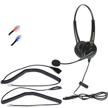 Load image into Gallery viewer, Professional Dual Ear Call Center Avaya Headset Compatible with Most Avaya Phone 9508, 9608, 5410, 9611g | Include Premium Voice Quality Dual Ear Headset &amp; 2 RJ9 Bottom Quick Disconnect Cords
