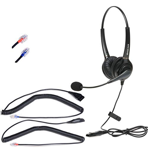 Professional Dual Ear Call Center Avaya Headset Compatible with Most Avaya Phone 9508, 9608, 5410, 9611g | Include Premium Voice Quality Dual Ear Headset & 2 RJ9 Bottom Quick Disconnect Cords