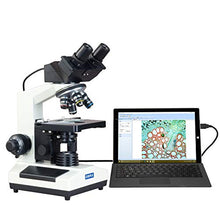 Load image into Gallery viewer, OMAX 40X-2000X Digital Binocular Biological Compound Microscope with Built-in 3.0MP USB Camera and Double Layer Mechanical Stage and 100 Sheets Microscope Lens Cleaning Paper
