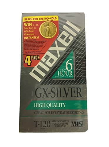 Maxell GX-Silver T-120 6 Hour VHS VCR Blank Tapes | 4 Pack