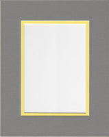 16x20 Ocean Grey and Yellow Double Picture Mat, Bevel Cut for 11x14 Picture or Photo