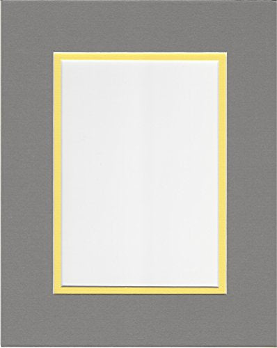 16x20 Ocean Grey and Yellow Double Picture Mat, Bevel Cut for 11x14 Picture or Photo