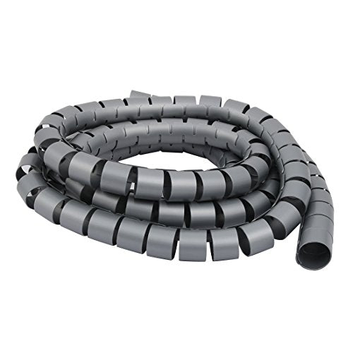 Aexit Flexible Spiral Electrical equipment Tube Cable Wire Wrap Gray Manage Cord 30mm Dia x 2.5 Meter Long with Clip