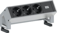 Bachmann DESK2-3xSchuko Power Strip - ALU - L: 197mm, 902.500 (Power Strip - ALU - L: 197mm w/Child Protection - INOX (MAS0802000) - Cable 0.2m - incl. Holding Flanges)