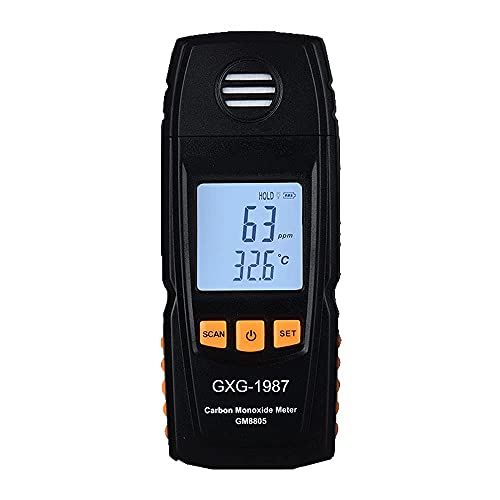 GXG-1987 Handheld Carbon Monoxide Meter with High Precision CO Gas Tester Monitor Detector Gauge 0-1000ppm GM8805 (Black)