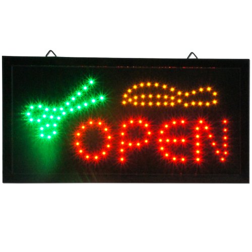 Beauty Salon LED Animated Open Scissor Sign Barber Store Neon Business Hair Shop Light On/Off Switch