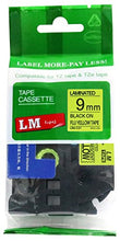 Load image into Gallery viewer, LM Tapes - Brother PT-1010 3/8&quot; (9mm 0.35 Laminated) Black on Bright Yellow (Fluorescent) Compatible TZe P-touch Tape for Brother Model PT1010 Label Maker with FREE Tape Guide Included
