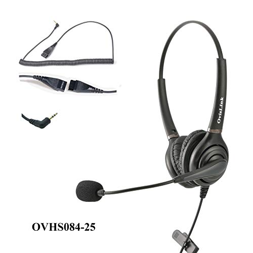 OvisLink Dual Ear 2.5mm Call Center Headset for Cisco SPA Series, Polycom SoundPoint IP 321/331 and Pro SE-220/225