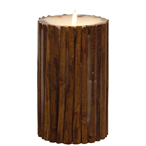 Luminara Cinnamon Stick Flameless Candle Pillar EMBEDDED with REAL CINNAMON STICKS | 4