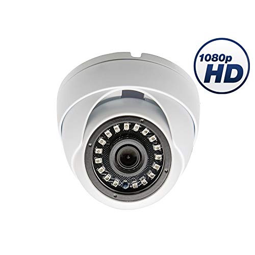 Evertech 2MP CCTV Camera HD 1080P 4-in-1 (TVI/AHD/CVI/960H CVBS) Security Dome Camera, 3.6mm Fixed Lens, Wide Angle Viewing Day & Night Indoor Outdoor Waterproof (White)