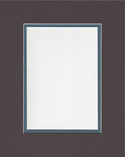 Load image into Gallery viewer, 24x36 Chocolate Brown and Slate Blue Double Picture Mats with White Core, for 20x30 Pictures
