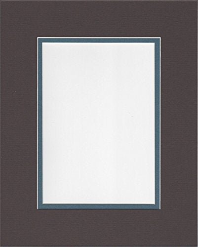 24x36 Chocolate Brown and Slate Blue Double Picture Mats with White Core, for 20x30 Pictures