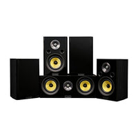 Fluance Signature HiFi Compact Surround Sound Home Theater 5.0 Channel Speaker System Including 2-Way Bookshelf, Center Channel and Rear Surround Speakers - Black Ash (HF50BC)