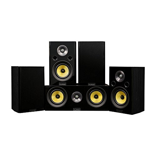 Fluance Signature HiFi Compact Surround Sound Home Theater 5.0 Channel Speaker System Including 2-Way Bookshelf, Center Channel and Rear Surround Speakers - Black Ash (HF50BC)