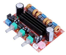 Load image into Gallery viewer, XH-M139 2.1 channel digital power amplifier board 12V-24V wide voltage TPA3116D2 2 * 50W+100W (one power amp board)
