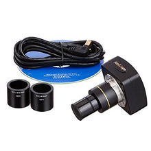 Load image into Gallery viewer, AmScope SM-1TS-144S-8M Digital Professional Trinocular Stereo Zoom Microscope, WH10x Eyepieces, 7X-45X Magnification, 0.7X-4.5X Zoom Objective, 144-Bulb LED Ring Light, Pillar Stand, 110V-240V, Includ
