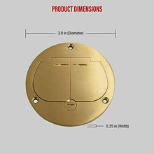Load image into Gallery viewer, Enerlites 975503-C 4&#39;&#39; Brass Hinged Floor Box Cover, 20A Duplex Tamper-Weather Resistant Receptacle
