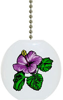 Purple Hibiscus Flower Ceramic Fan Pull