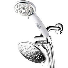 Load image into Gallery viewer, HotelSpa 30-Setting Ultra-Luxury 3 Way Rainfall Shower-Head/Handheld Shower Combo with Patented ON/OFF Pause Switch (Dual White/Chrome Finish)
