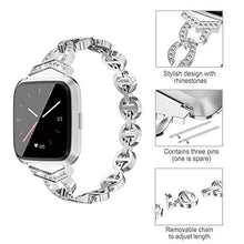 Load image into Gallery viewer, TOYOUTHS Bling Strap Compatible with Fitbit Versa/Versa 2/Versa Lite Special Edition Bands Women Stainless Steel Metal Replacement Bracelet with Diamonds Wristband Accessories Silver
