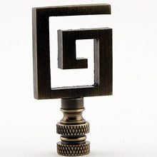 Load image into Gallery viewer, Greek Key Lamp Finial - Your Choice of Finishes - 2.5 Inches High (Bronze)
