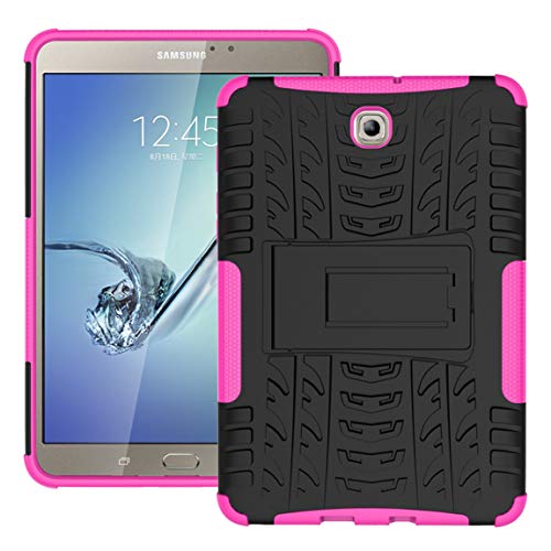 Galaxy Tab S2 8.0 Case, Protective Cover Double Layer Shockproof Armor Case Hybrid Duty Shell Anti-Slip with Kickstand for Samsung Galaxy Tab S2 SM-T710 T715 T713 T719 8-inch Tablet Rose