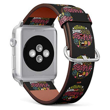 Load image into Gallery viewer, S-Type iWatch Leather Strap Printing Wristbands for Apple Watch 4/3/2/1 Sport Series (38mm) - Hand Drawn Illustrated Typography - Nothing Brings People Together Like Food
