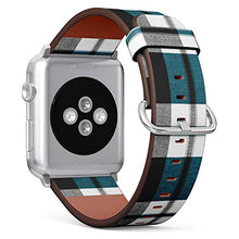 Load image into Gallery viewer, S-Type iWatch Leather Strap Printing Wristbands for Apple Watch 4/3/2/1 Sport Series (38mm) - Traditional Checkered Fabric Texture Tartan Plaid Pattern
