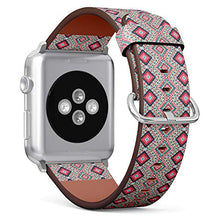 Load image into Gallery viewer, S-Type iWatch Leather Strap Printing Wristbands for Apple Watch 4/3/2/1 Sport Series (38mm) - Indian Embroidery Pattern with Geometric Folklore Ornament
