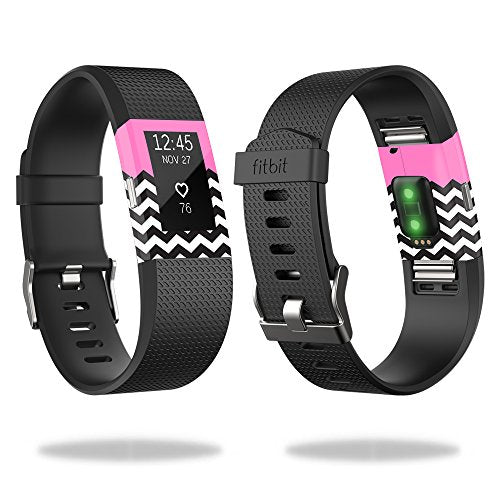 MightySkins Skin Compatible with Fitbit Charge 2 - Pink Chevron | Protective, Durable, and Unique Vinyl Decal wrap Cover | Easy to Apply, Remove, and Change Styles | Made in The USA