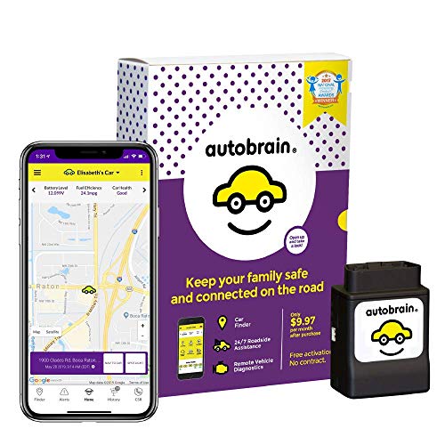 autobrain OBD Real-Time GPS Tracker for Vehicles | Auto Health Diagnostics | Parking Locator & Car Finder Tracker | Teen & Senior Driver Monitoring | 24/7 Emergency Assistance (1 Month of Service)
