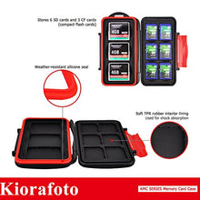 Load image into Gallery viewer, Kiorafoto KMC-SD6CF3 Professional Water-Resistant SD SDHC SDXC CompactFlash CF Memory Card Case Holder Protector Storage Cover for 6 PCS SD 3 PCS CF Cards
