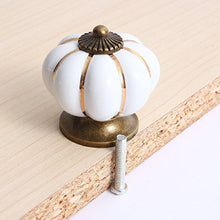 Load image into Gallery viewer, Pumpkin Ceramic Drawer Knobs, YIFAN Set of 10 Cabinet Pulls Dresser Cupboard Door Handles - White
