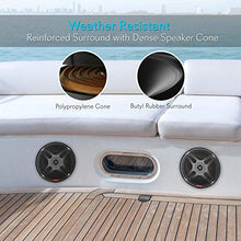 Load image into Gallery viewer, 6.5 Inch Dual Marine Speakers - Waterproof and Bluetooth Compatible 2-Way Coaxial Range Amplified Audio Stereo Sound System with Wireless RF Streaming and 600 Watt Power - 1 Pair - PLMRF65MB (Black)
