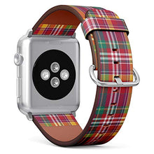 Load image into Gallery viewer, Compatible with Big Apple Watch 42mm, 44mm, 45mm (All Series) Leather Watch Wrist Band Strap Bracelet with Adapters (Pink Plaid Tartan)
